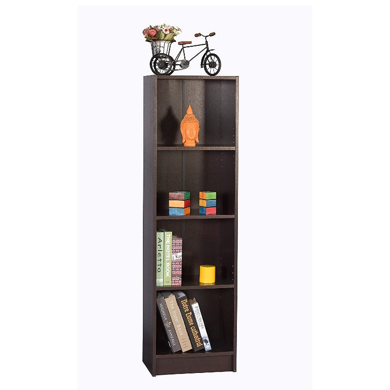 DeckUp Lexis 4-Shelf Engineered Wood Bookcase and Storage Unit (Dark Wenge, Matte Finish)